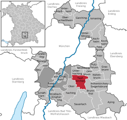 Läget för Taufkirchen, Landkreis München i Landkreis München