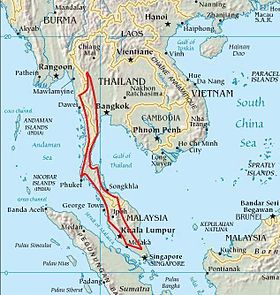 Mappa di localizzazione della catena Tenasserim.