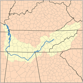 Mto Tennessee katika majimbo la Tennessee,Alabama na Kentucky