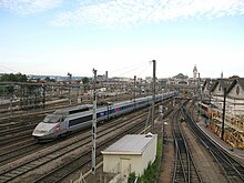 Rame TGV Sud-Est, effectuant le trajet Brive–Lille, repartant de Limoges-Bénédictins en 2009.