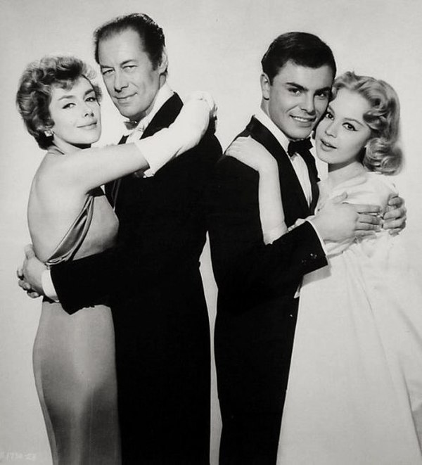 L-R: Kay Kendall, Rex Harrison, John Saxon, and Sandra Dee