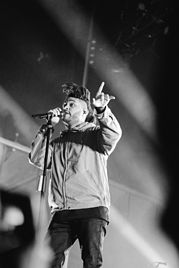 The Weeknd collaborated with Del Rey on "Lust for Life", "Prisoner", and "Stargirl Interlude". The Weeeknd at Bumbershoot 2015 (21543332162).jpg