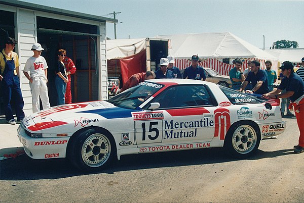 The 18th-placed Toyota Supra of John Smith and Geoff Morgan, pictured at the 1991 race.