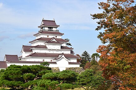 Cherry Blossoms framing Aizu-Wakamatsu Castle