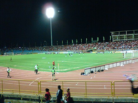 The stadium hosting Trinidad and Tobago vs Cuba qualifying match for the 2010 World Cup.