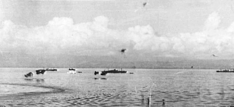 File:US transports under attack off Guadalcanal 8 August 1942.jpg