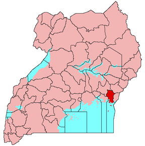 Harta districtului Bugiri în cadrul Ugandei