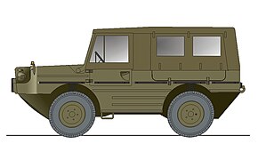 Europa-Jeep Hotchkiss-Büssing-Lancia linke Seite, Verdeck geschlossen