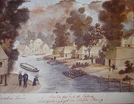 1821 Idyllic Painting of Pateros by José Honorato Lozano, showing the duck farms on the river banks that are the namesake of the municipality