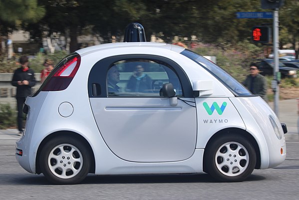 A Waymo self-driving car on the road in Mountain View