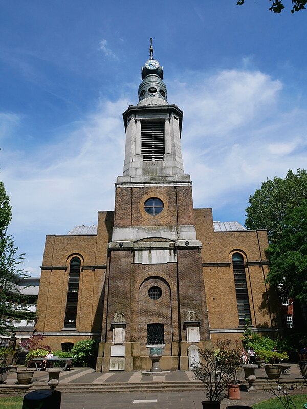 The tower and west end of St Anne's Church.