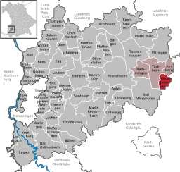 Läget för Wiedergeltingen i Landkreis Unterallgäu