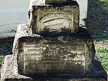 Headstone of Able Seaman William John Harrhy at Toowong Cemetery, Brisbane. Harrhy drowned in the Brisbane River when Dauntless was moored there as part of the Cruise of the Special Service Squadron. William John Harrhy Headstone.JPG