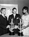 Rudolph receiving a Fraternal Order of Eagles Award with Roger Maris (left)