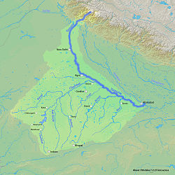 A Jamuna és vízgyűjtő területe Észak-Indiában a Hindusztáni-alföldön