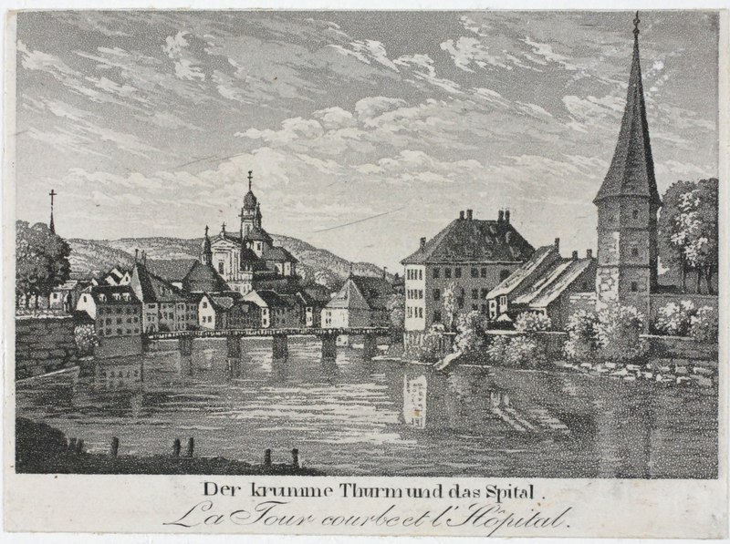 File:Zentralbibliothek Solothurn - Der krumme Thurm und das Spital La Tour courbe et lHôpital - a0433.tif