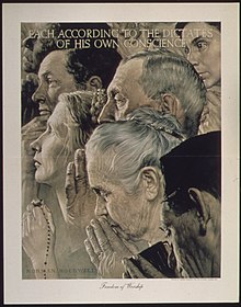 Freedom of Worship, a painting of Norman Rockwell of 1943 "Freedom of Worship" - NARA - 513537.jpg