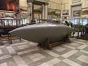 Drzewiecki designed the first electric-powered submarine, built in 1881 and now in the Central Naval Museum, Saint Petersburg. PL Dzhevetskogo 1.jpg