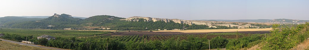 Panorama des Belbek aus dem Dorf Tankovoe