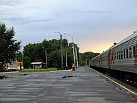 Tranvía en la estación de tren.