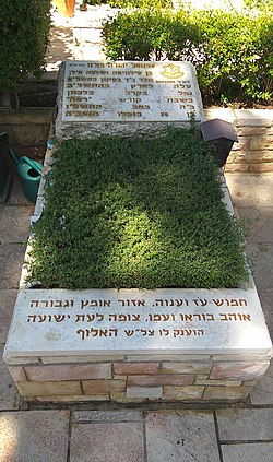 המצבה על קברו של מורנו בבית הקברות הצבאי בהר הרצל