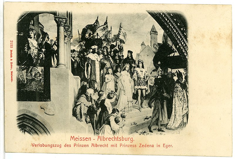 File:02133-Meißen-1901-Albrechtsburg, Verlobung des Prinzen Albrecht-Brück & Sohn Kunstverlag.jpg