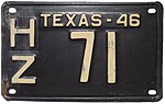 1946 Texas license plate HZ 71.jpg