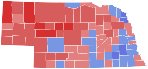 2000 United States Senate election in Nebraska results map by county.svg
