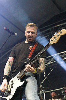 Bassist Przemyslaw "Benon" Kaczmarek in 2015 2015 Woodstock 147 The Analogs.jpg