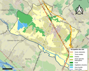 Barevná mapa znázorňující využití půdy.