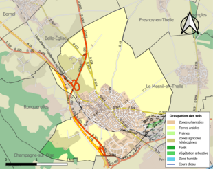 Barevná mapa znázorňující využití půdy.