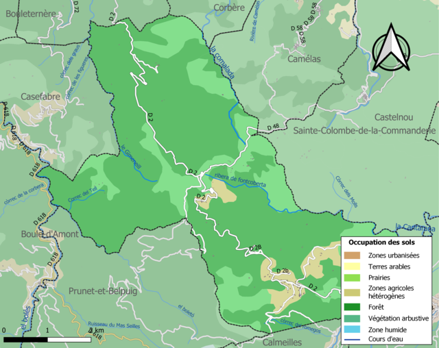 Carte en couleurs présentant l'occupation des sols.