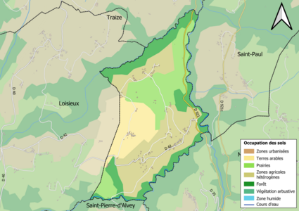 Barevná mapa znázorňující využití půdy.