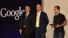 Eric Schmidt, Andy Rubin and Hugo Barra at a 2012 press conference announcing Google's Nexus 7 tablet A Press Conference for the Launch of Nexus 7 on September 27, 2012 in Seoul from acrofan 3.JPG