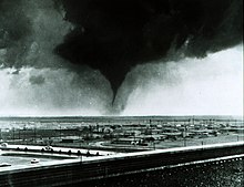 An F5 tornado that struck Wichita Falls on April 3, 1964. A Texas twister in Wichita County April 1964.jpg