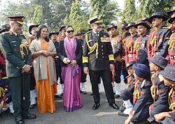 Chief of Naval Staff Admiral Devendra Kumar Joshi interacting with NCC cadets at the Republic Day Camp 2014. DG NCC Lt Gen Aniruddha Chakravarty is also seen. Admiral DK Joshi, Chief of Naval Staff, interacting with NCC Cadets.jpg