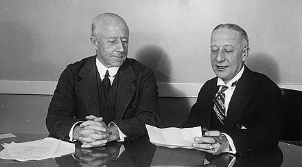Al Smith (right) in December 1929 during his time as director of Empire State, Inc.