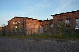 Angermünde,Mudrowweg 11, Wasserwerk, Baudenkmal 09131514, Gesamtblick vom Weg aus