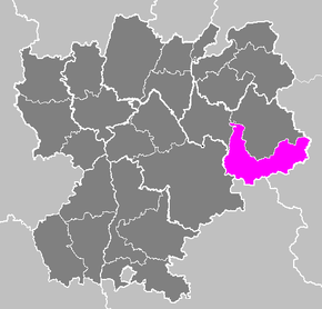 Arrondissement Saint-Jean-de-Maurienne na mapě regionu Rhône-Alpes
