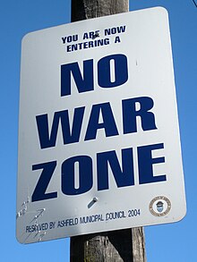 The Municipality of Ashfield became a no war zone following a 2004 motion.