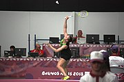 Deutsch: Badminton bei den Olympischen Jugendspielen 2018; Tag 4, 10. Oktober 2018; Viertelfinale Mädchen: Pattarasuda Chaiwan (Thailand) - Vivien Sándorházi (Ungarn) 21-9, 21-8 23′ English: Badminton at the 2018 Summer Youth Olympics at 10 October 2018 – Girls Quarterfinal: Pattarasuda Chaiwan (Thailand) - Vivien Sándorházi (Hungary) 21-9, 21-8 23′