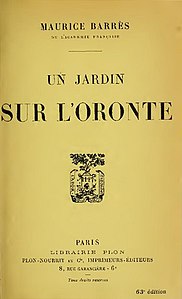 Barrès - Un jardin sur l'Oronte, 1922.jpg