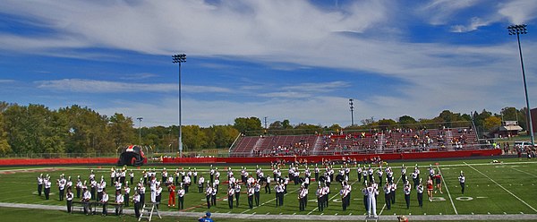 Barrington High School marching band at homecoming football game