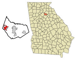 Location in Barrow County and the state of جورجیا