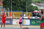 Deutsch: Beachhandball Europameisterschaften 2019 (Beach handball Euro); Tag 3: 4. Juli 2019 – Männer, Platzierungsrunde Gruppe IV, Rumänien-Portugal 2:0 (15:14, 25:24) English: Beach handball Euro; Day 3: 4 July 2019 – Men Consolation Round Group IV – Romania-Portugal 2:0 (15:14, 25:24)