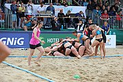 Deutsch: Beachhandball Europameisterschaften 2019 (Beach handball Euro); Tag 6: 7. Juli 2019 – Frauenfinale, Dänemark-Ungarn 2:0 (18:12, 23:22) English: Beach handball Euro; Day 6: 7 July 2019 – Women's Final – Denmark-Hungary 2:0 (18:12, 23:22)