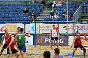 Deutsch: Beachhandball Europameisterschaften 2019 (Beach handball Euro); Tag 5: 6. Juli 2019 – Männer, Halbfinale, Dänemark-Ungarn 2:0 (19:16, 22:18) English: Beach handball Euro; Day 5: 6 July 2019 – Semifinal Men – Denmark-Ukraie 2:0 (19:16, 22:18)