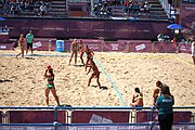 Deutsch: Beachhandball bei den Olympischen Jugendspielen 2018; Tag 4, 10. Oktober 2018; Mädchen, Vorrunde, Gruppe A - Ungarn-Chinese Taipei (Taiwan) 2:0 English: Beach handball at the 2018 Summer Youth Olympics at 10 October 2018 – Girls Preliminary Round Group A‎ – Hungary-Chinese Taipei 2:0