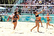 Deutsch: Beachvolleyball bei den Olympischen Jugendspielen 2018; Tag 9, 15. Oktober 2018; Mädchen, Viertelfinale: USA-Spanien 2–1 (21–19/17–21/15–9) English: Beach volleyball at the 2018 Summer Youth Olympics at 15 October 2018 – Girls Quarterfinals: USA-Spain 2–1 (21–19/17–21/15–9)