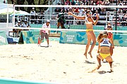 Deutsch: Beachvolleyball bei den Olympischen Jugendspielen 2018; Tag 9, 15. Oktober 2018; Mädchen, Viertelfinale: Puerto Rico-Russland 0–2 (12–21/10–21) English: Beach volleyball at the 2018 Summer Youth Olympics at 15 October 2018 – Girls Quarterfinals: Puerto Rico-Russia 0–2 (12–21/10–21)